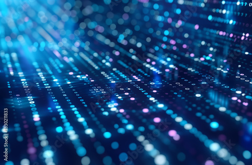 AI artificial Intelligence technology. Machine and deep learning.
Blue technology data wavy lines in a holographic style. Cyber big data flow with particle bokeh. Digital neural network.