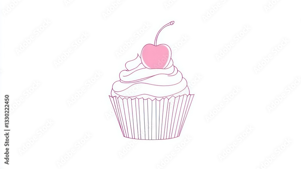 Simple pink cupcake illustration Simple pink cupcake illustration