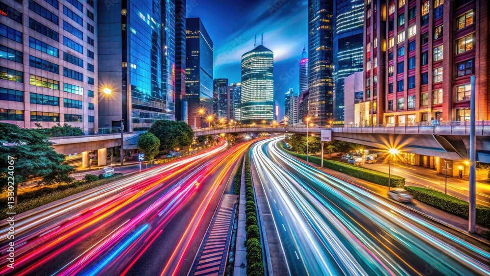 Long Exposure Photography: Layered Depth and Richness - Night Cityscape Lights Trails Long Exposure Photography: Layered Depth and Richness - Night Cityscape Lights Trails