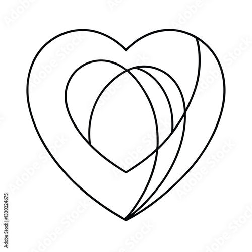 Abstract Heart Design Elegant Line Art, Love Symbol, Minimalist Graphic