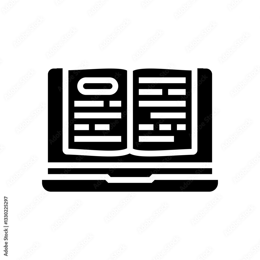 digital textbook education platform glyph icon vector illustration digital textbook education platform glyph icon vector illustration