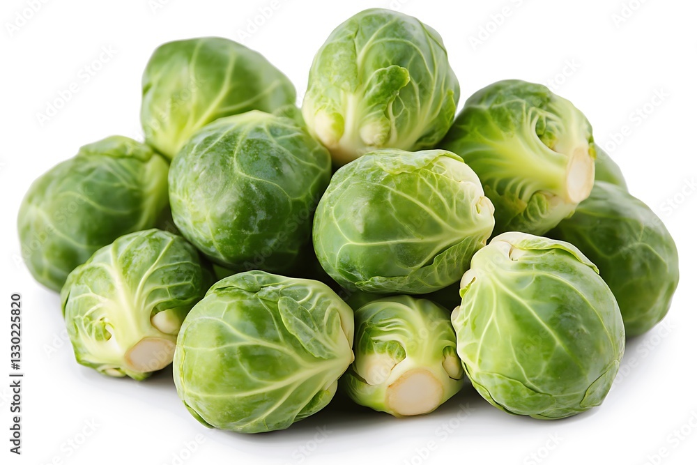 Fresh Brussels sprouts pile isolated on white. Fresh Brussels sprouts pile isolated on white.