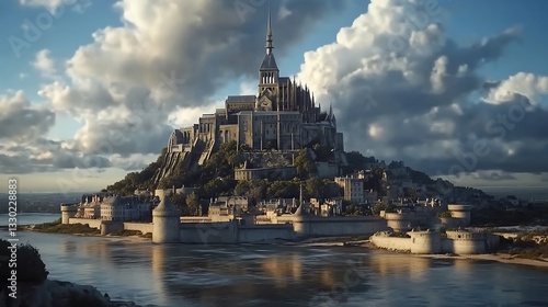 Medieval castle in France landscape high resolution picture