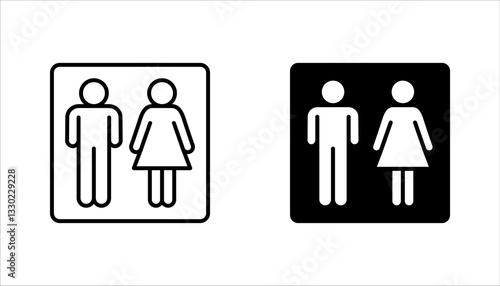 Man and woman icons set. Girls and boys restroom sign. vector illustration on white background