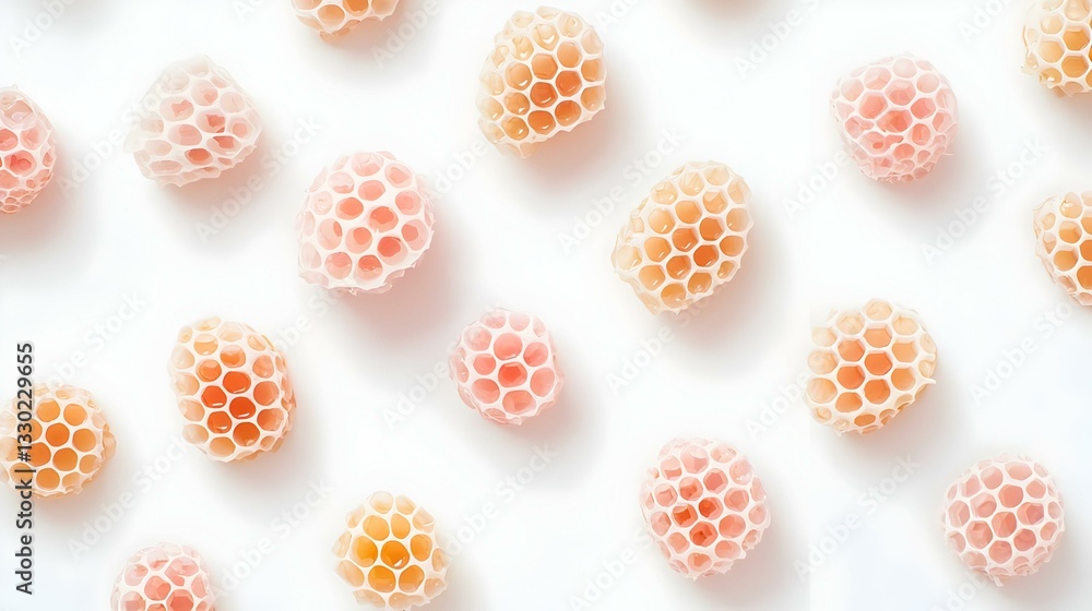 Fresh honeycombs on white background top view Fresh honeycombs on white background top view