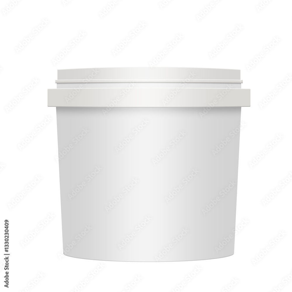 White plastic food container with lid for mockups White plastic food container with lid for mockups