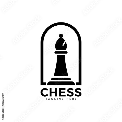 Bishop chess logo design vector, chess logo