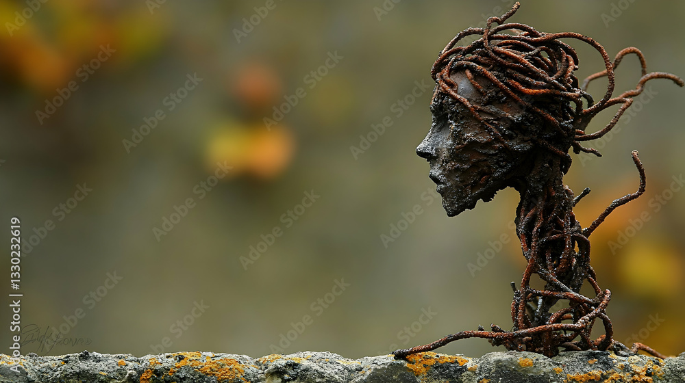 Fototapeta premium Rusty wire sculpture profile