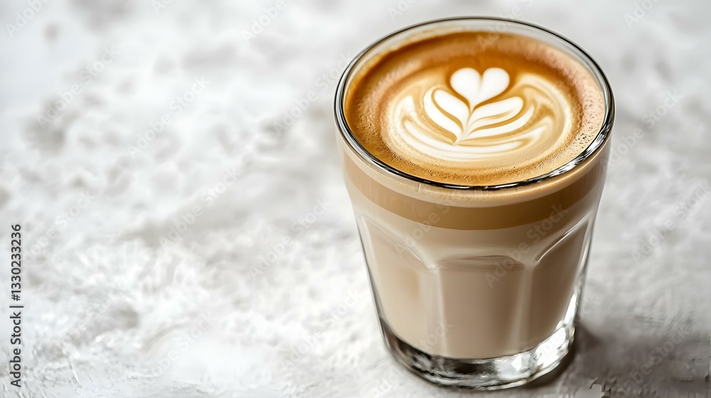 Piccolo Latte art in small glass on white Piccolo Latte art in small glass on white