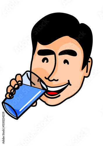 Illustration of a man drinking a glass of water