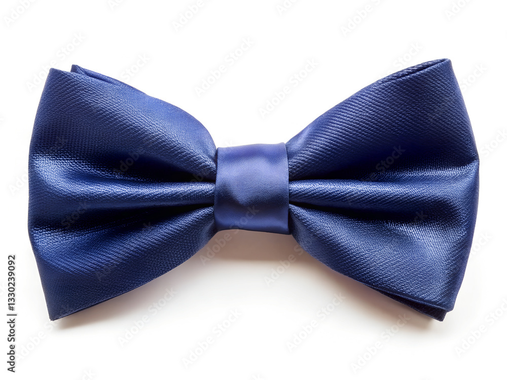 Navy blue satin bow tie elegant formal accessory with crisp folds on white background Navy blue satin bow tie elegant formal accessory with crisp folds on white background