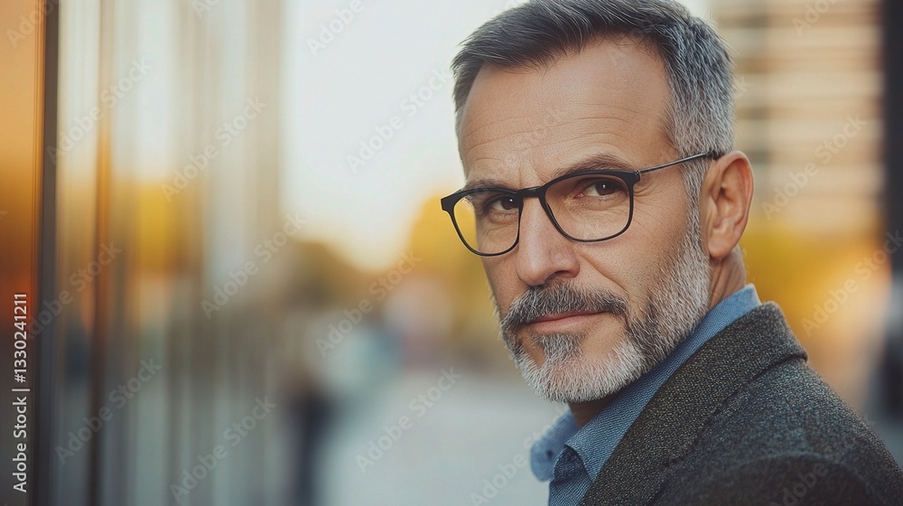 Confident Successful Businessman Posing for Camera in Urban Setting Confident Successful Businessman Posing for Camera in Urban Setting