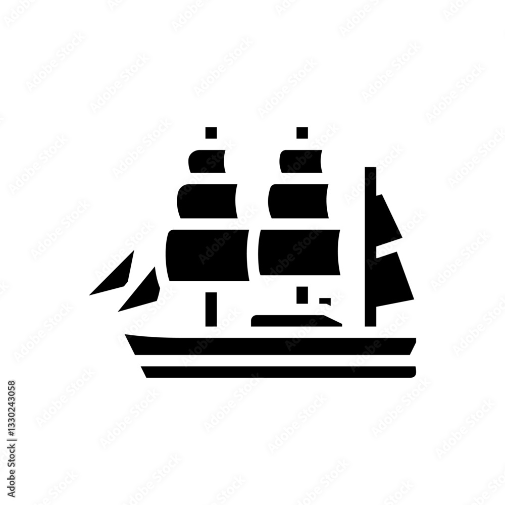 ship with sails geographical discoveries glyph icon vector illustration ship with sails geographical discoveries glyph icon vector illustration