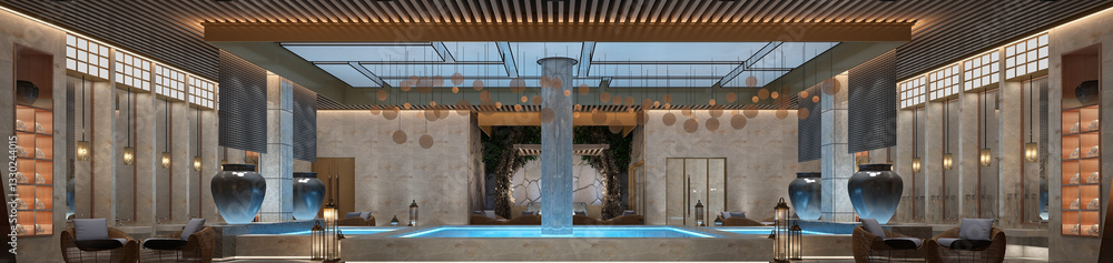 3d render of spa pool center 3d render of spa pool center