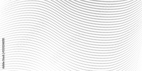 Gray polka dots wave design on white background. Abstract halftone dotted pattern texture for business card background or cover illustration. Art & Illustration