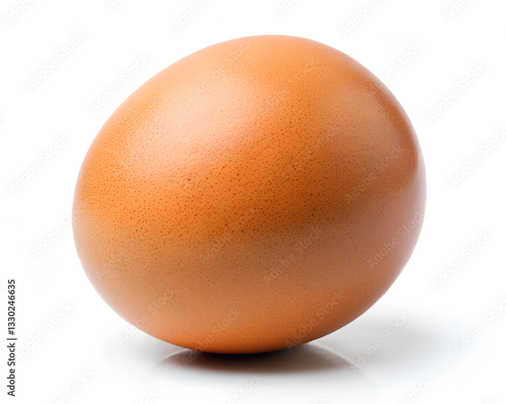 Brown egg with smooth texture and oval shape on white background Brown egg with smooth texture and oval shape on white background