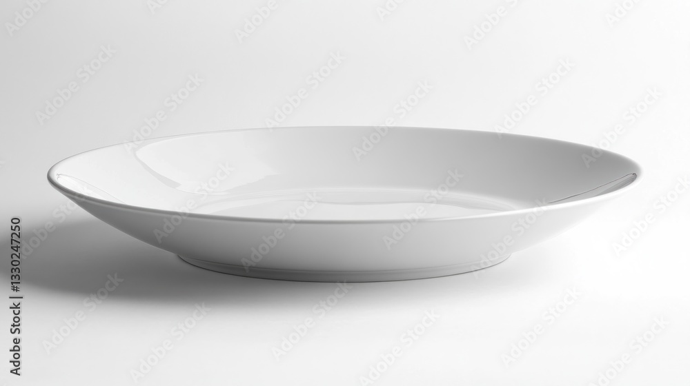 Clean, white shallow bowl on white Clean, white shallow bowl on white