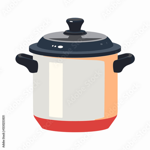 Stylish pressure cooker on white background, modern kitchen design