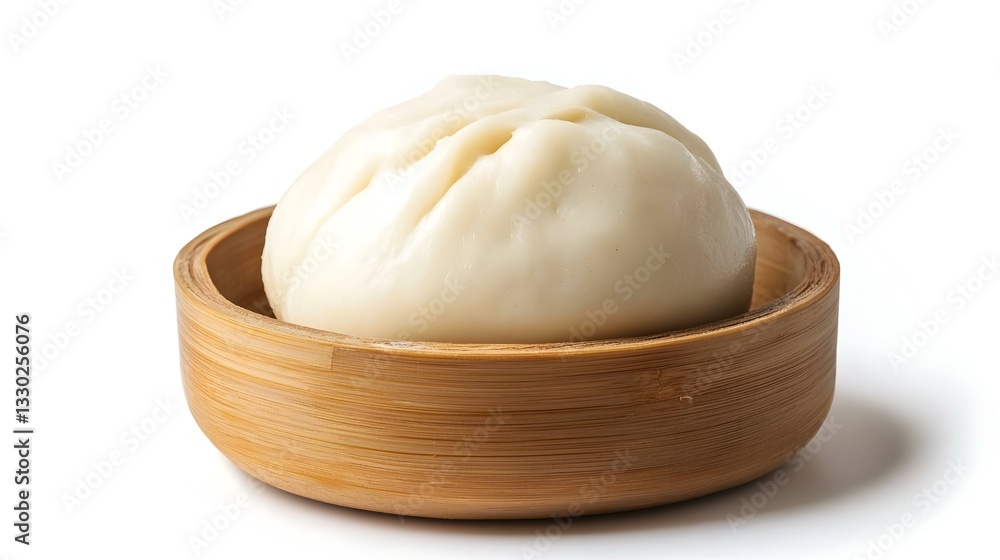 Single steamed bao bun isolated on white Single steamed bao bun isolated on white