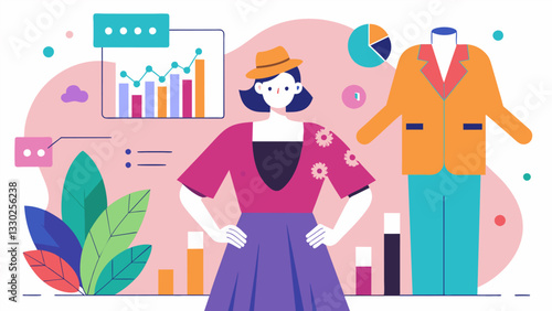 Big data analysis is assisting fashion designers in predicting which cultural and societal influences will shape fashion trends in the future.. Vector illustration