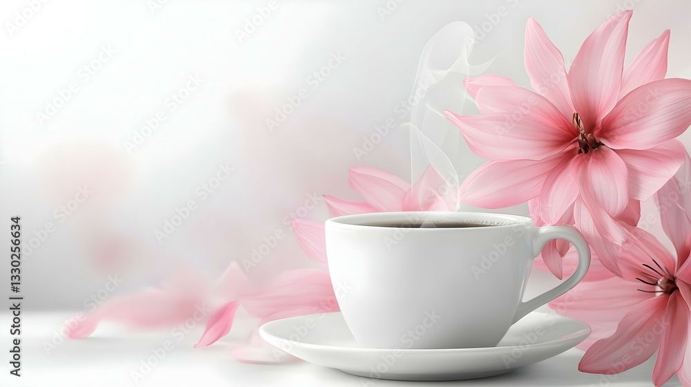 Steaming cup of espresso coffee in white cup Steaming cup of espresso coffee in white cup