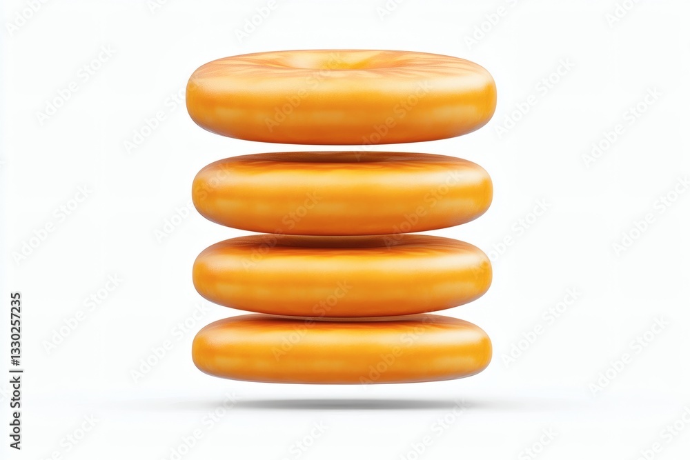 Floating Stack of Glazed Doughnut Rings, Studio Shot Floating Stack of Glazed Doughnut Rings, Studio Shot
