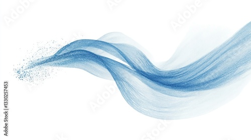 Wallpaper Mural Blue wave. Shimmering, flowing, particle stream on white Torontodigital.ca