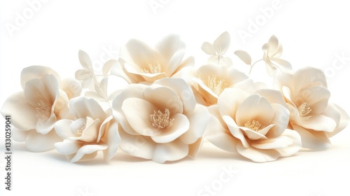 Elegant, soft focus floral arrangement of delicate white flowers