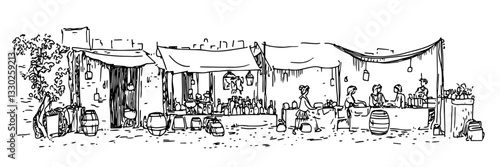 old traditional bazaar doodle sketch vector illustration
