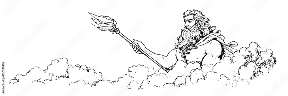 Obraz premium ancient god mythology sketch doodle vector illustration engraving vintage divine figure
