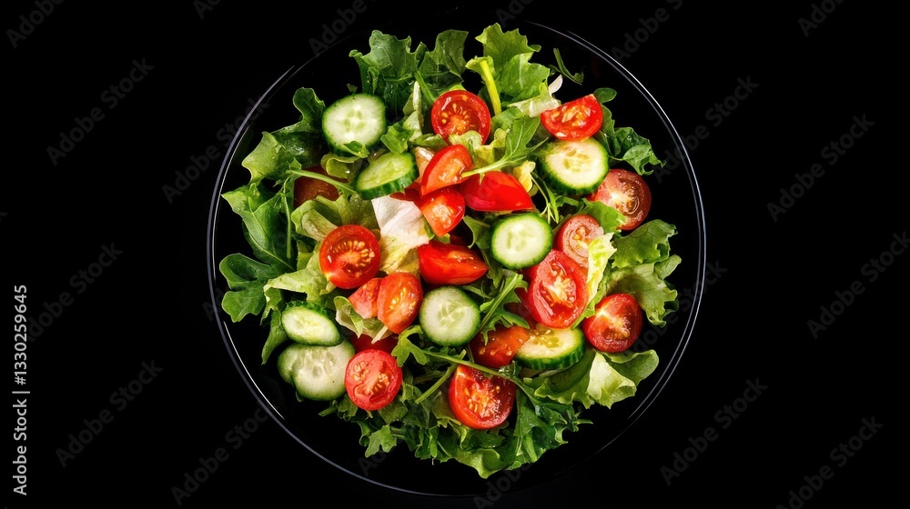 Fresh salad Tomatoes, cucumbers, and lettuce on a dark plate Fresh salad Tomatoes, cucumbers, and lettuce on a dark plate
