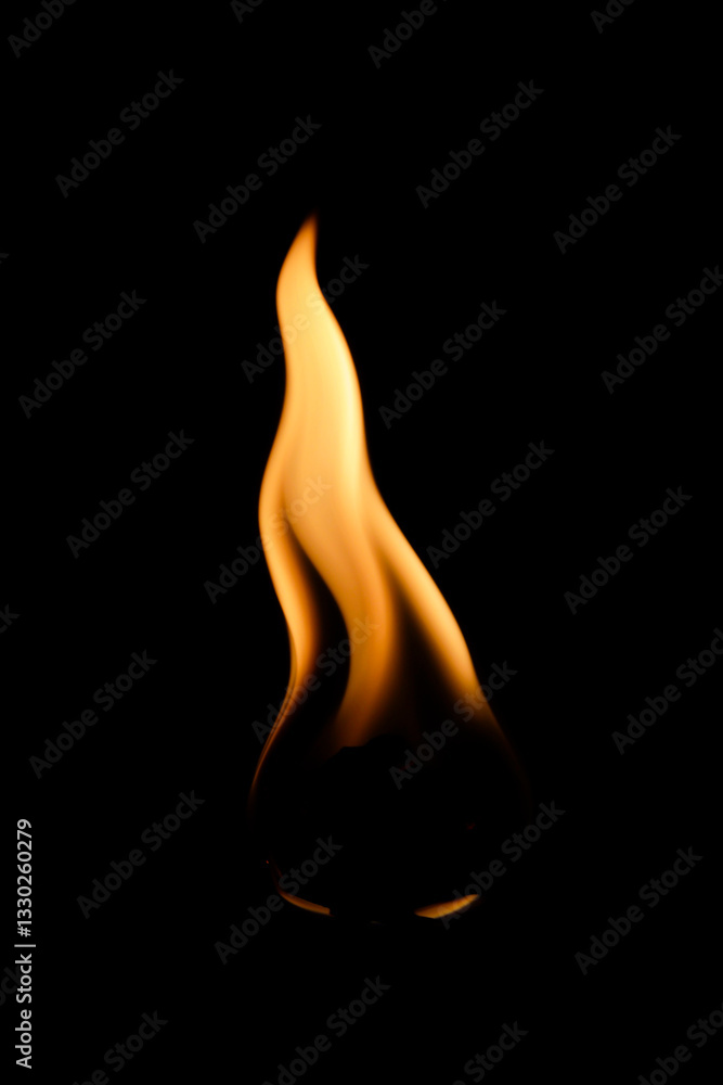 Elegant Fire Flame with Smooth Curves Against Dark Background Elegant Fire Flame with Smooth Curves Against Dark Background