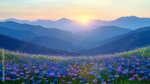 Sunrise over mountain meadow (1)