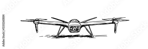 military drone doodle sketch vector illustration
