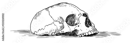 old human skull doodle sketch vector illustration