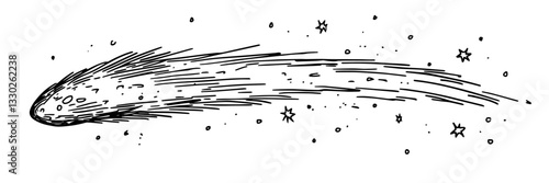 shooting star comet hand drawn doodle black vector sketch