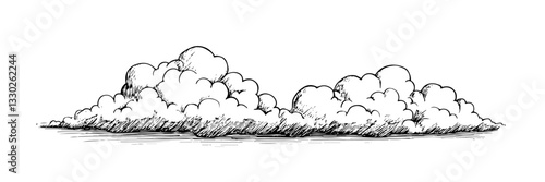 fluffy clouds hand drawn doodle black vector sketch