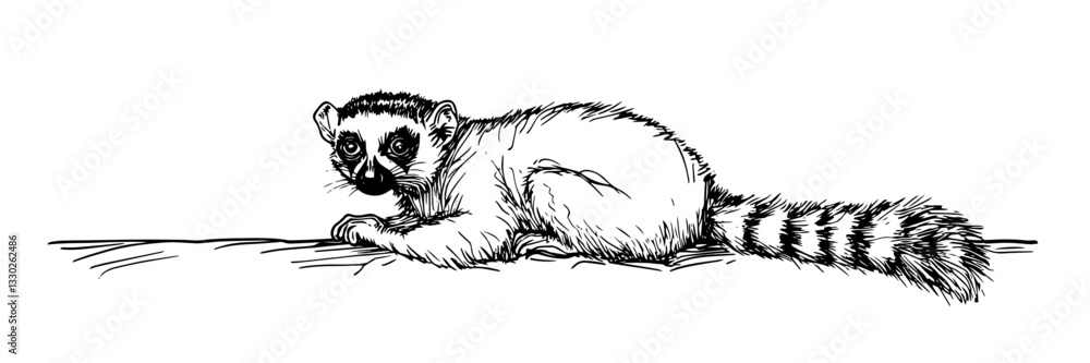 ring tailed lemur resting hand drawn doodle black vector sketch ring tailed lemur resting hand drawn doodle black vector sketch