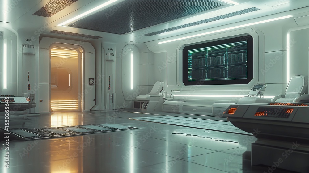 Fototapeta premium Futuristic space station command center interior with advanced technology