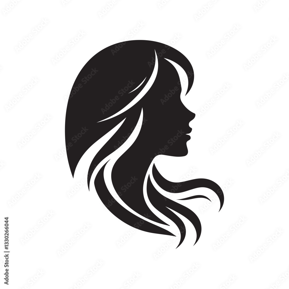Elegant vector illustration of a stylish woman with long hair in a fashionable silhouette Elegant vector illustration of a stylish woman with long hair in a fashionable silhouette