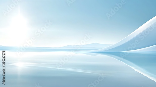 Serene abstract background with smooth shapes in light blue color palette