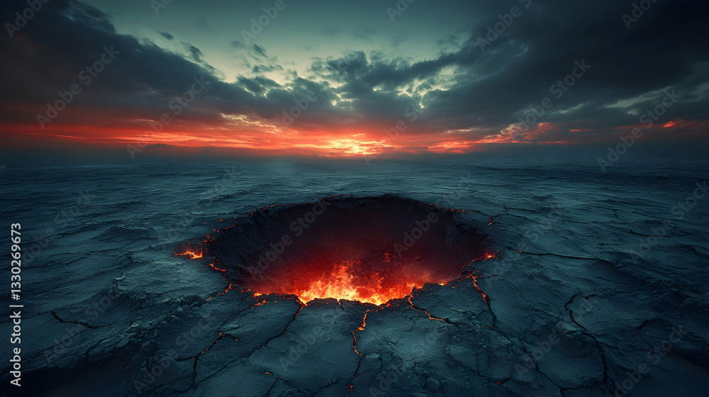 Fototapeta premium Volcanic Crater Sunset