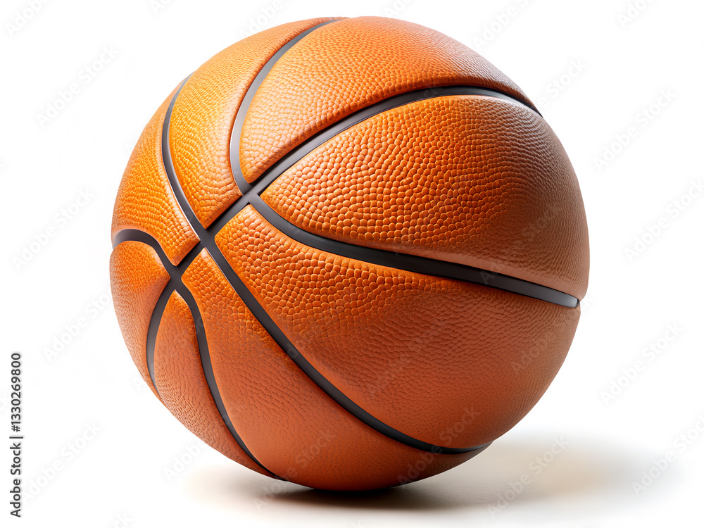 Fototapeta premium Basketball with Orange Sphere and Textured Leather on White Background