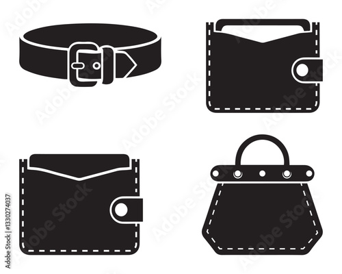 Stylish Leather Accessories Black Silhouette Icons
