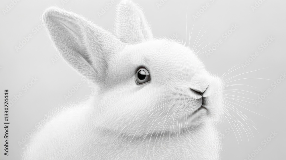 Obraz premium A pure white rabbit, detailed and soft