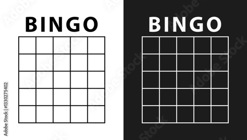 Bingo board vector icon. Lottery ticket, lotto game template, bingo cards symbol. Black outline silhouette isolated on white background. Vector Illustration