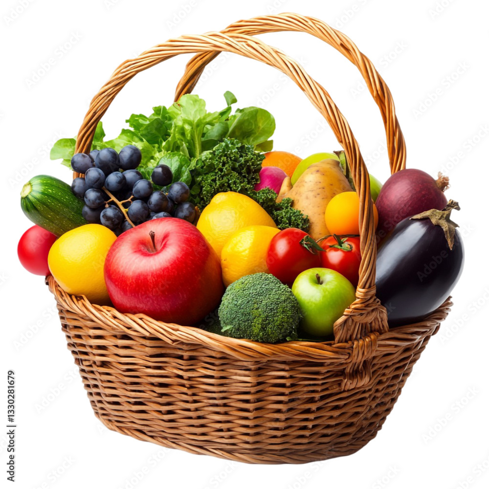 Vibrant fresh produce in a wicker basket healthy eating delight Vibrant fresh produce in a wicker basket healthy eating delight