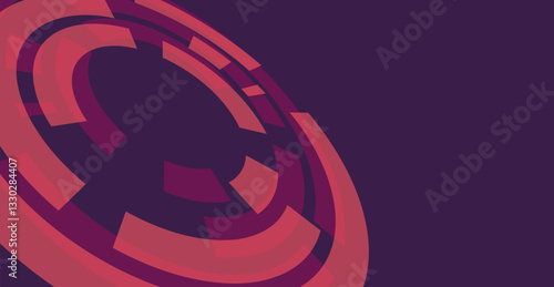 Abstract geometric background in red and purple. The tech composition of circular shapes in vibrant shades of red and deep purple. Use in websites, posters or promotional.