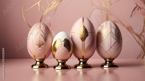 Still life with rich decorative eggs.