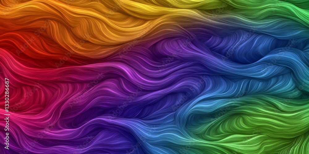 Obraz premium Vibrant Rainbow Swirls Abstract Background Design Digital Art Colorful Waves Texture